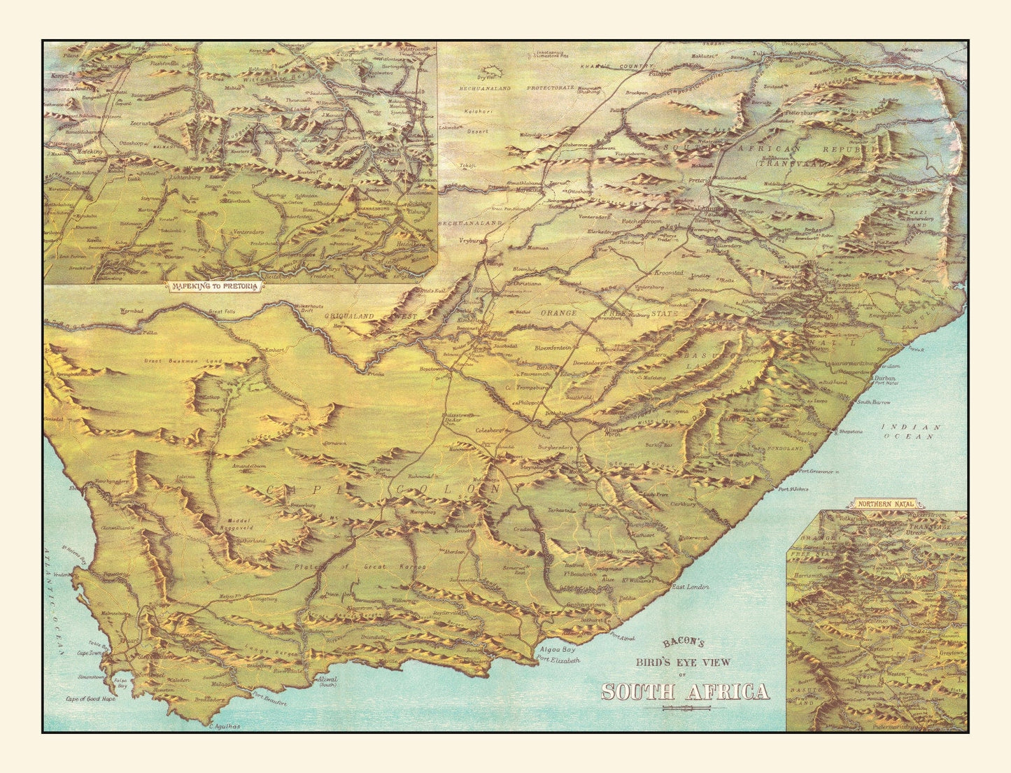 Vintage Map of South Africa, 1890