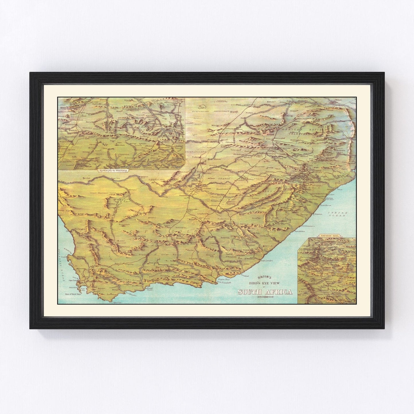 Vintage 1890 South Africa map Victorian era, digitally restored print