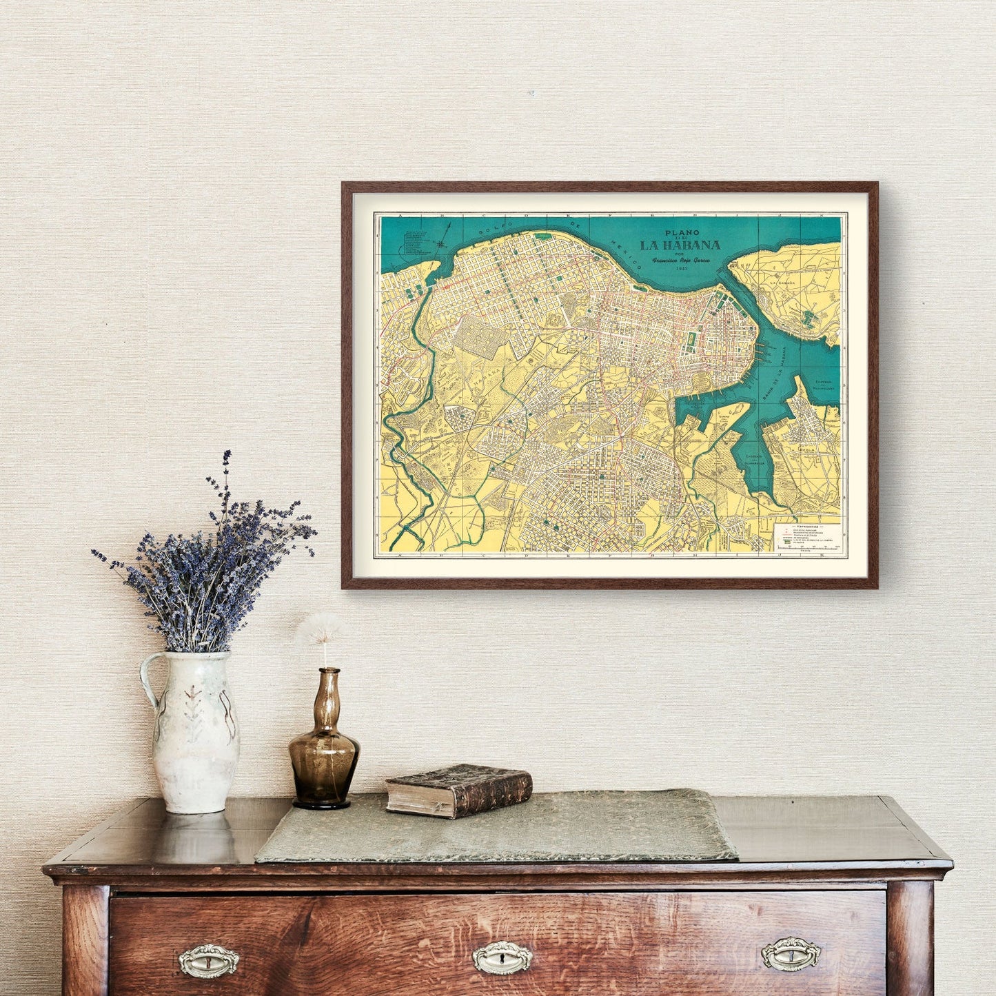 Vintage Map of Havana, Cuba, 1945