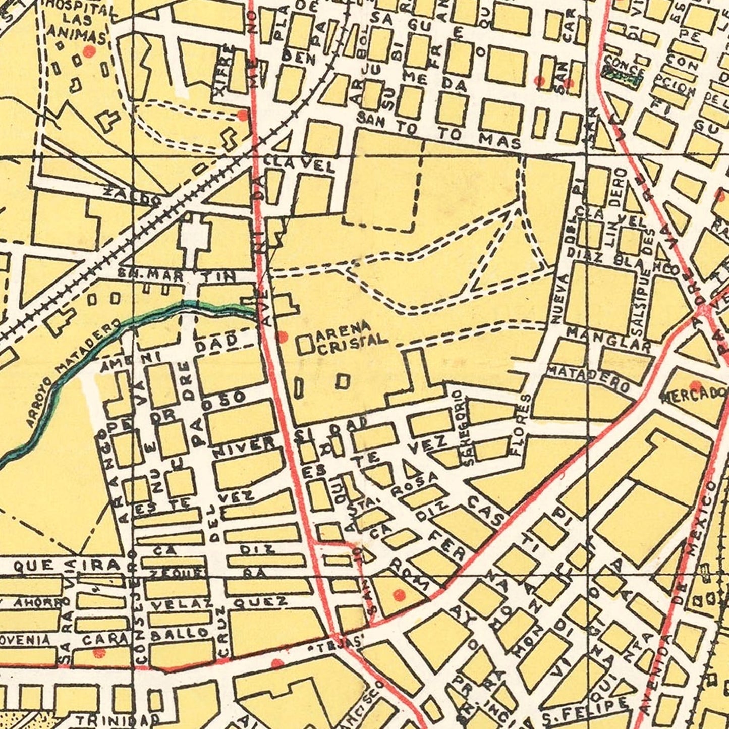 Vintage Map of Havana, Cuba, 1945