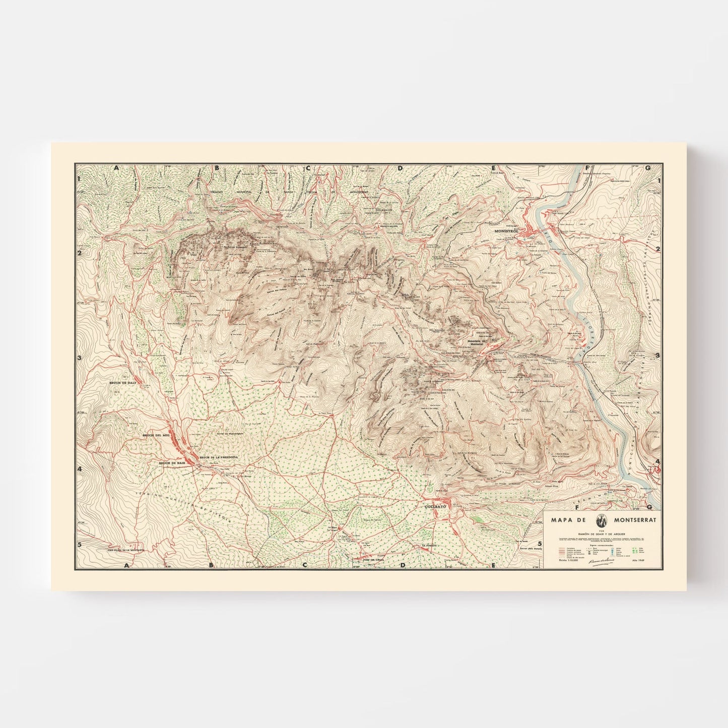 Vintage Map of Montserrat, Caribbean, 1949