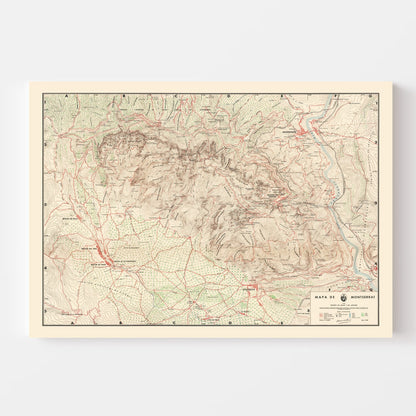 Vintage Map of Montserrat, Caribbean, 1949