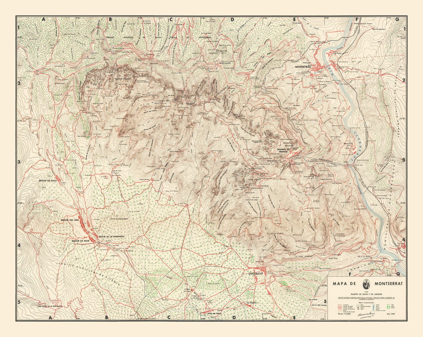 Vintage Map of Montserrat, Caribbean, 1949