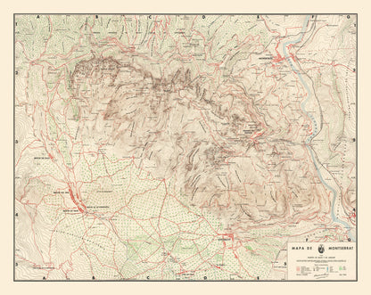 Vintage Map of Montserrat, Caribbean, 1949