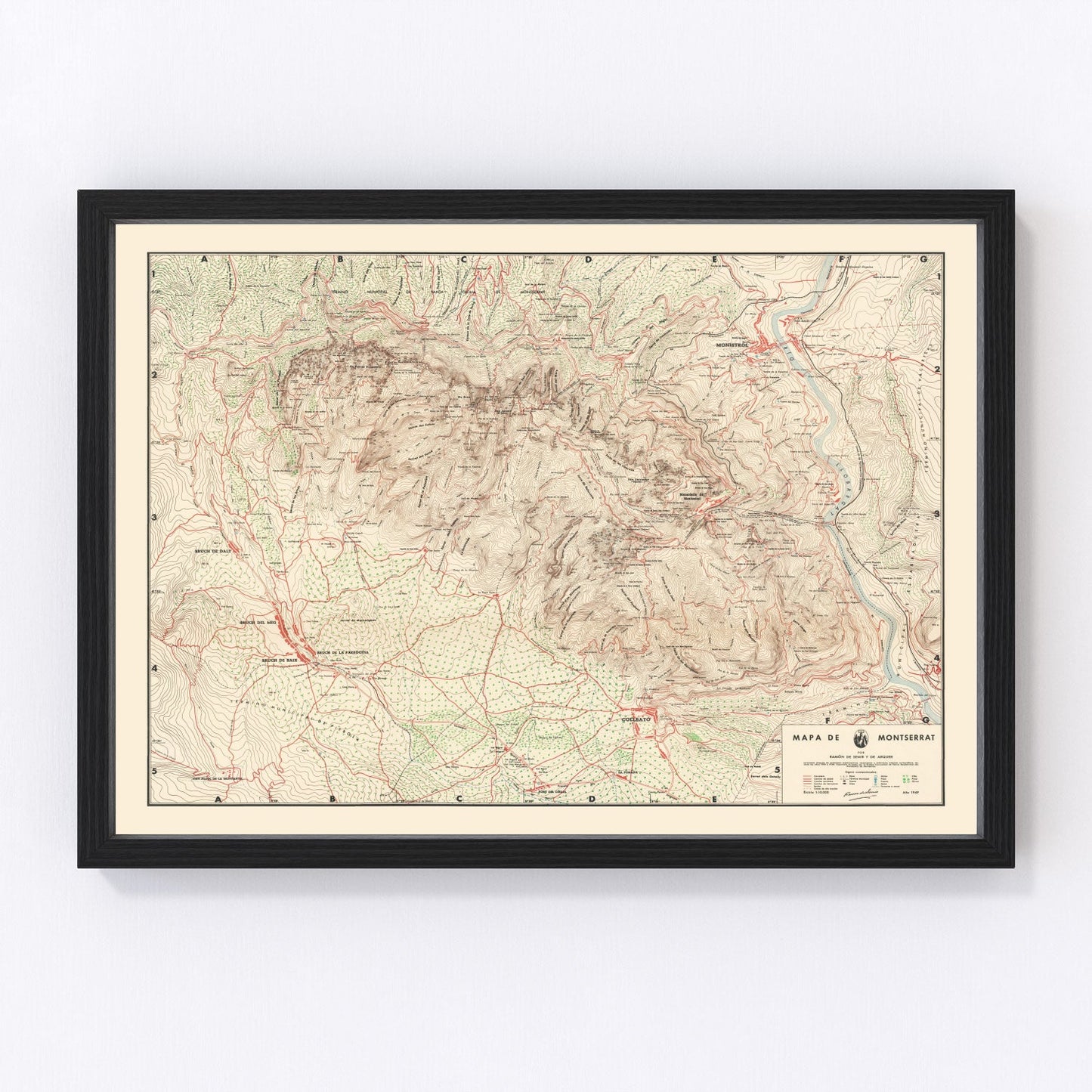 vintage map of Montserrat, Caribbean island, 1949