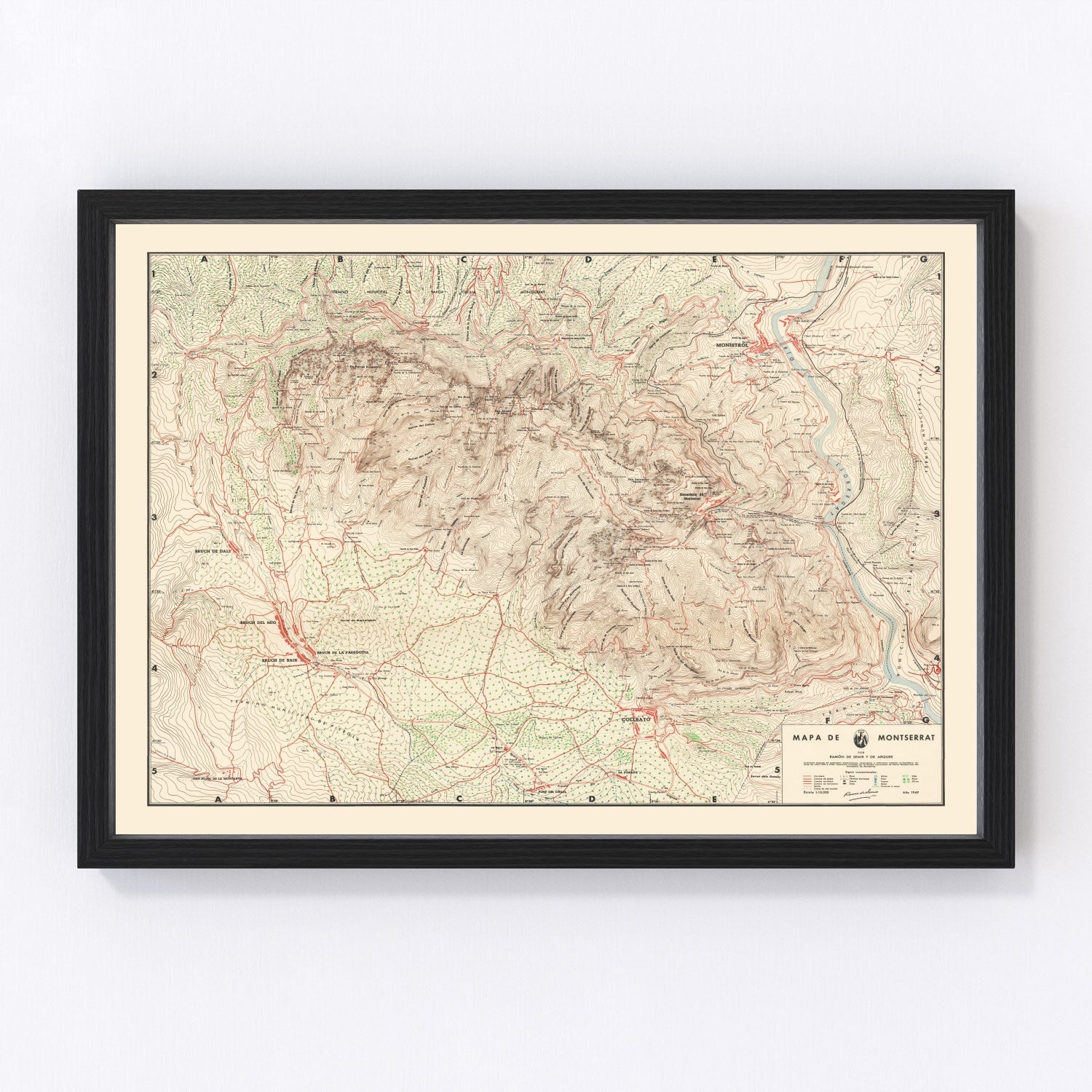 vintage map of Montserrat, Caribbean island, 1949