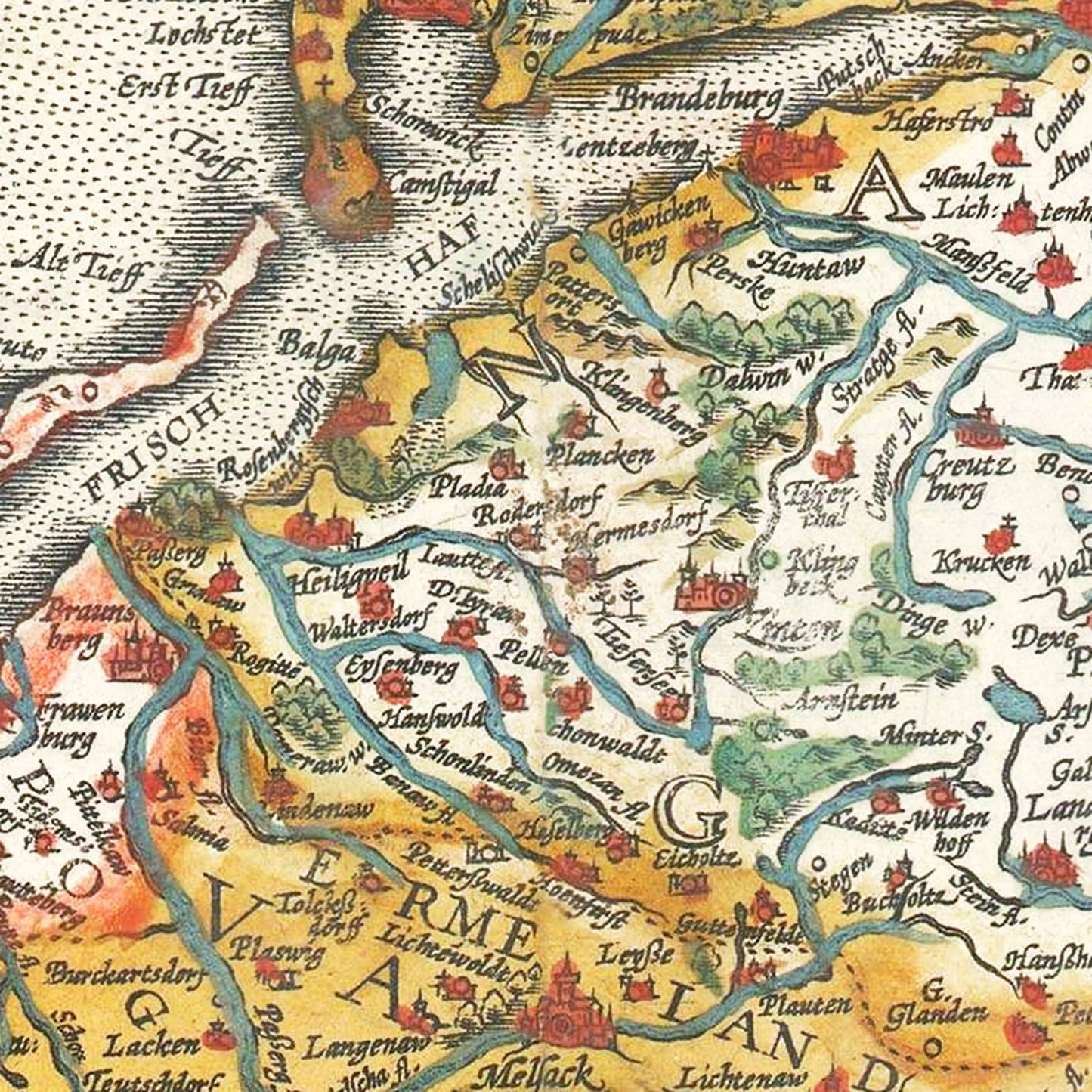 Vintage Map of Prussia, 1595