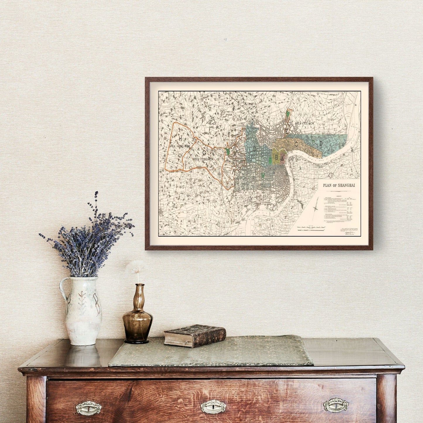Vintage Map of Shanghai, China, 1928