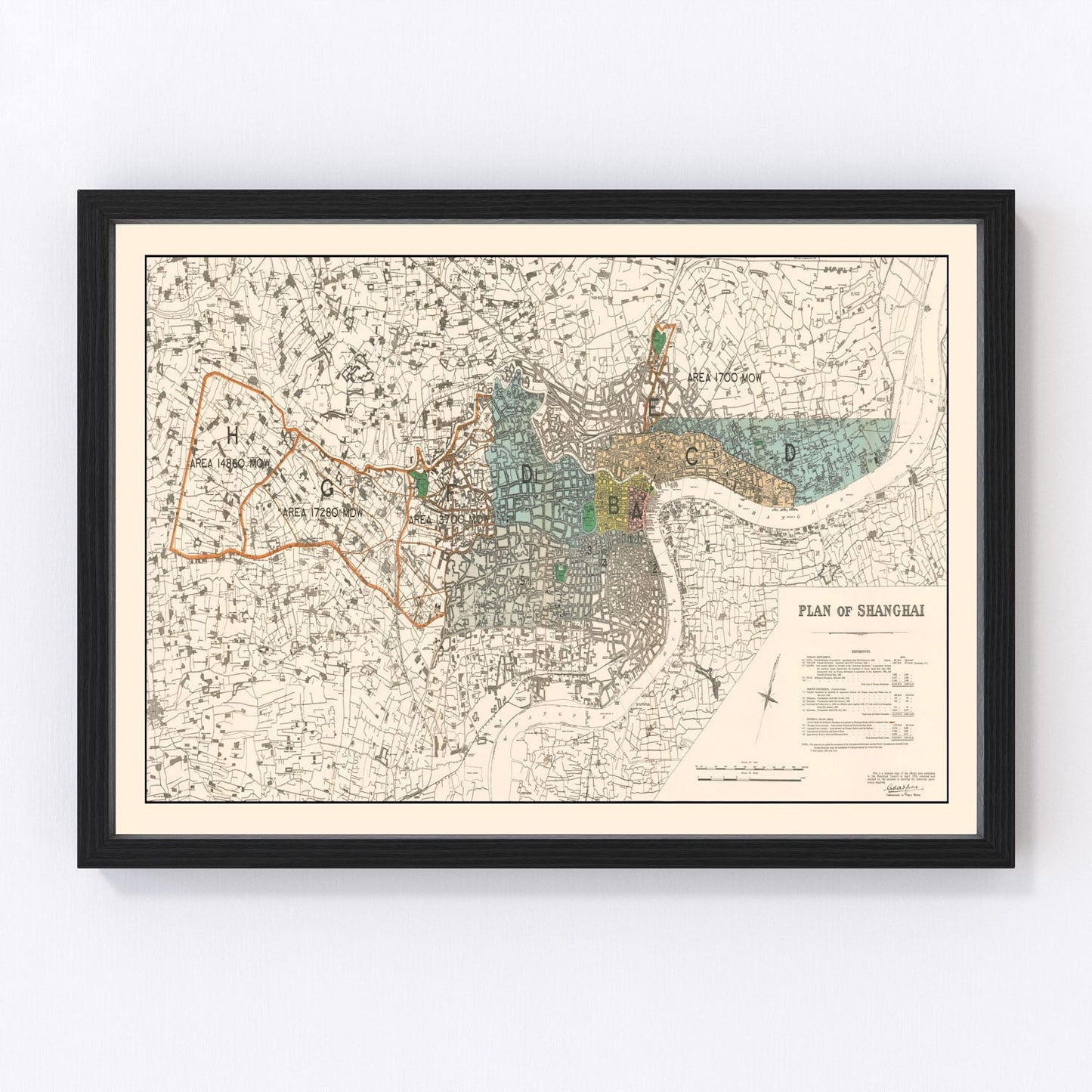 Vintage map of Shanghai, China, 1928
