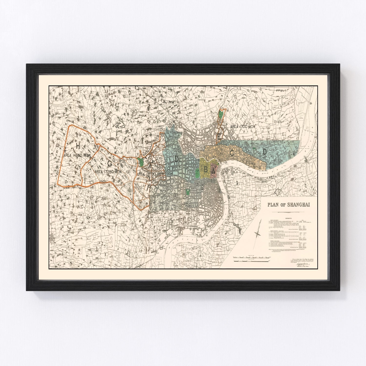 Vintage map of Shanghai, China, 1928