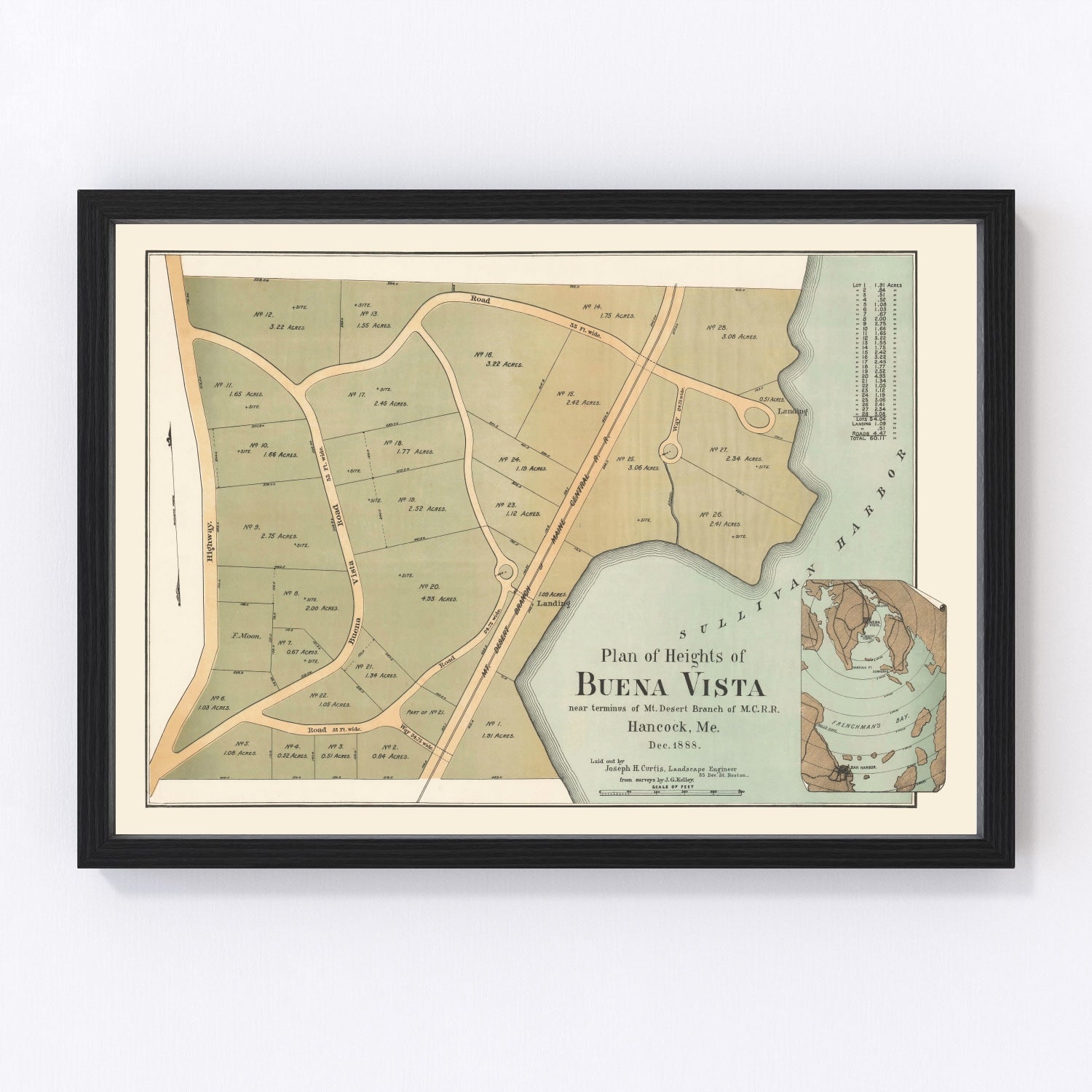 Vintage map of Buena Vista, Maine, 1888