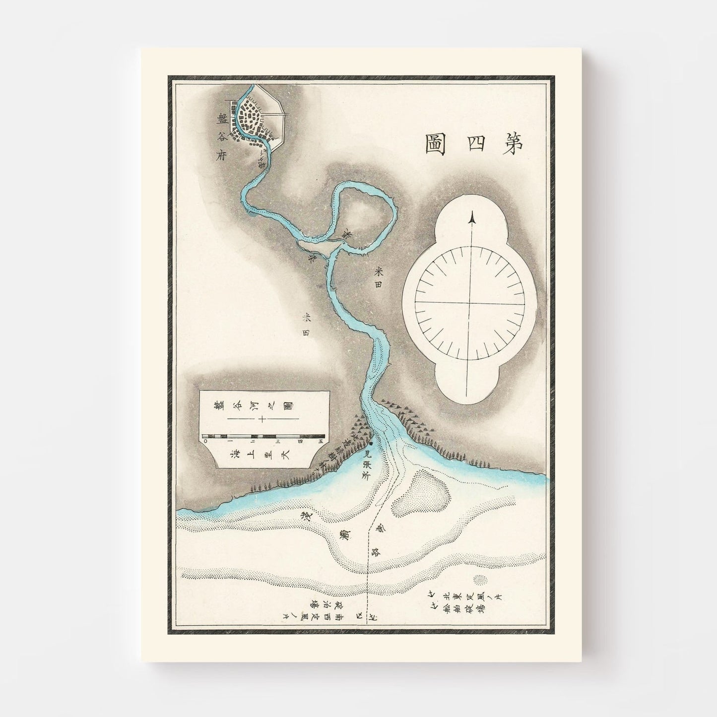Vintage Map of Bangkok, Thailand, 1875