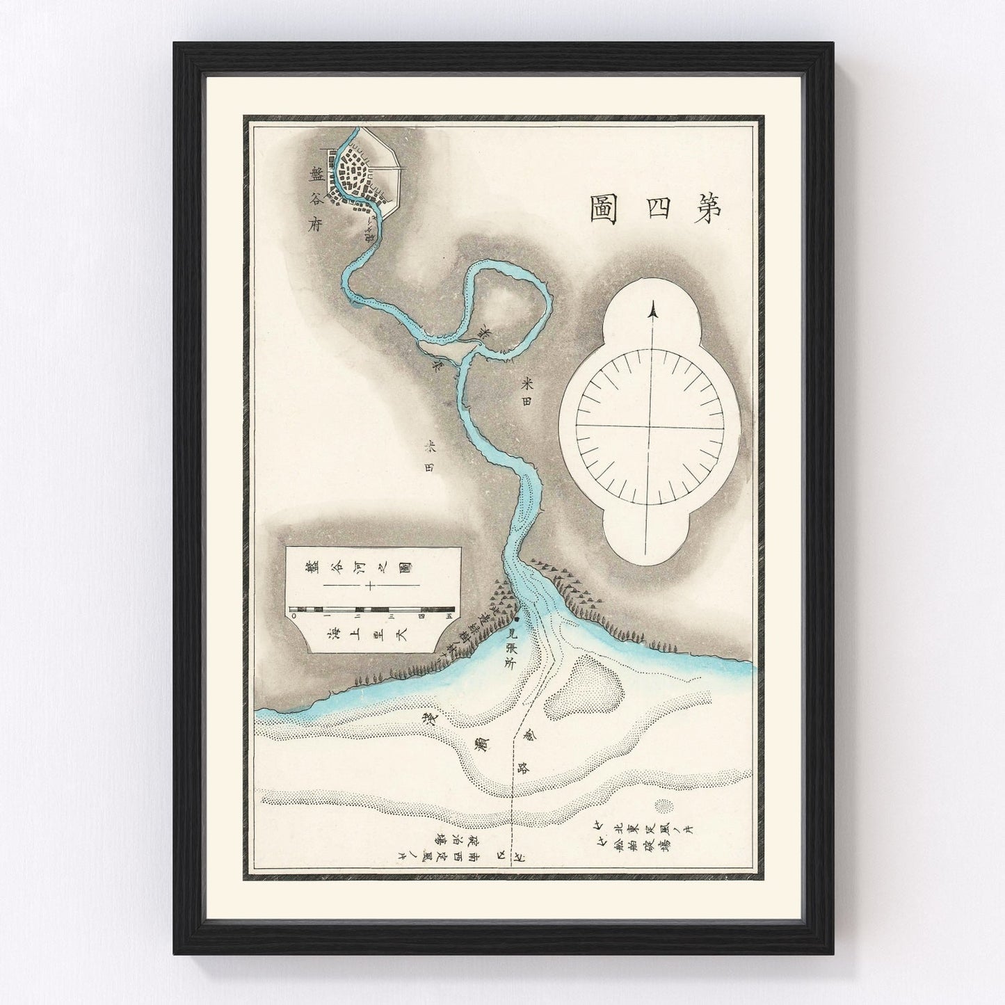 Vintage map of Bangkok, Thailand, 1875