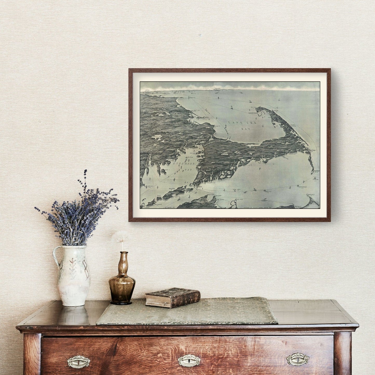 Vintage Cape Cod Bird's Eye View Map, 1915