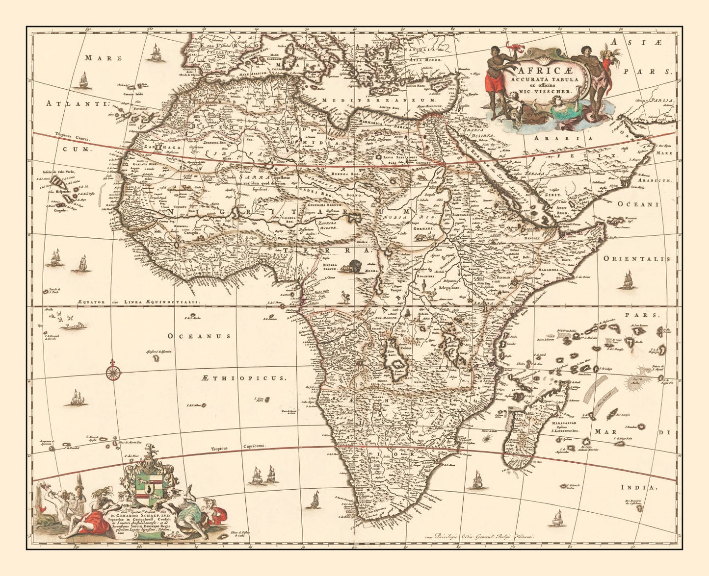 Vintage Map of Africa, 1658