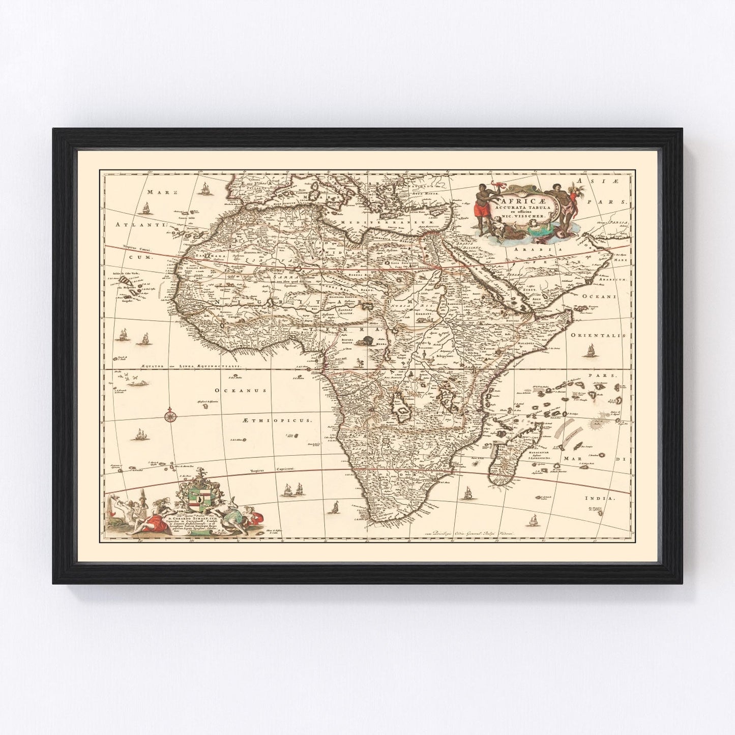 Vintage map of Africa, 1658 - restored 17th-century cartography print