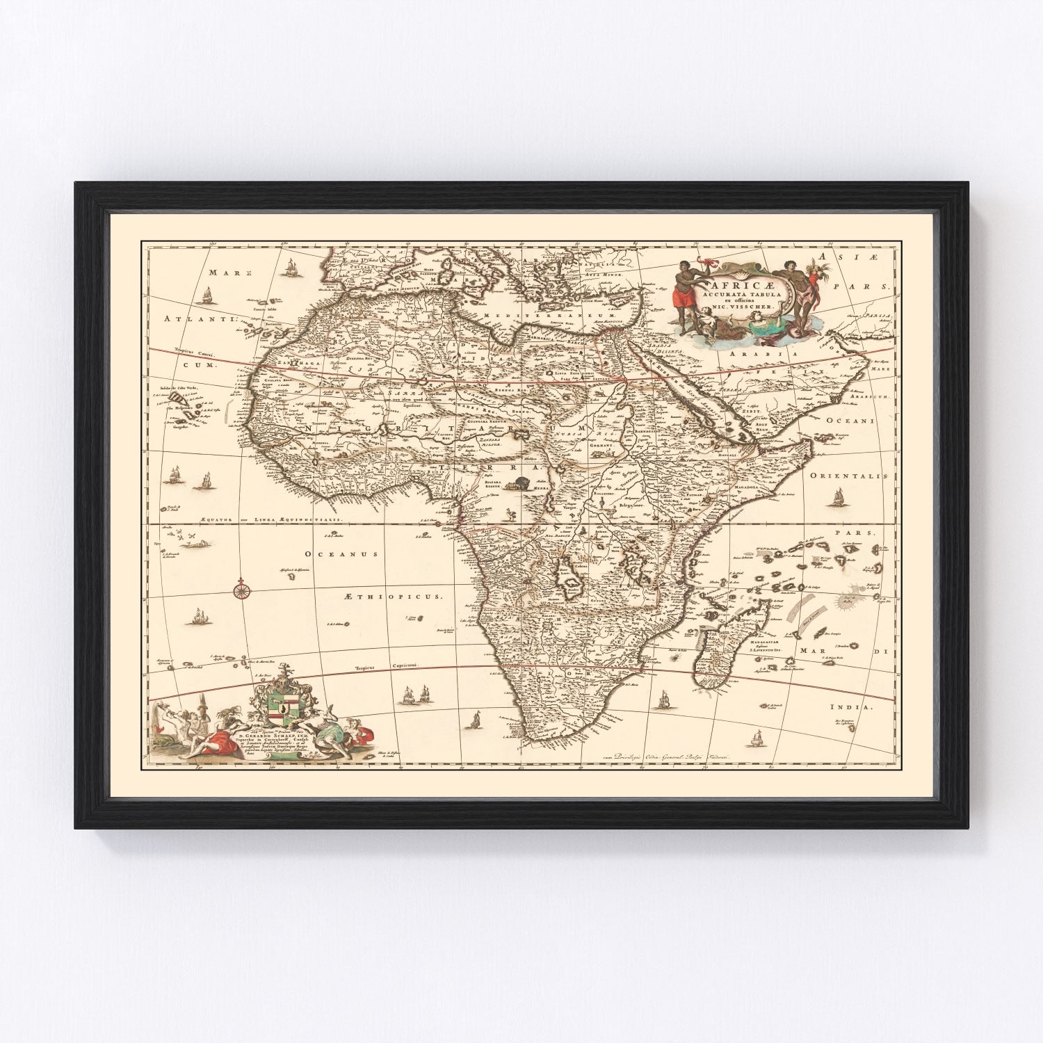 Vintage map of Africa, 1658 - restored 17th-century cartography print