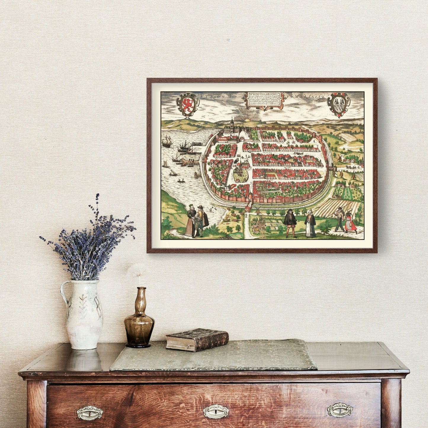 Vintage Map of Barth, Germany, 1593
