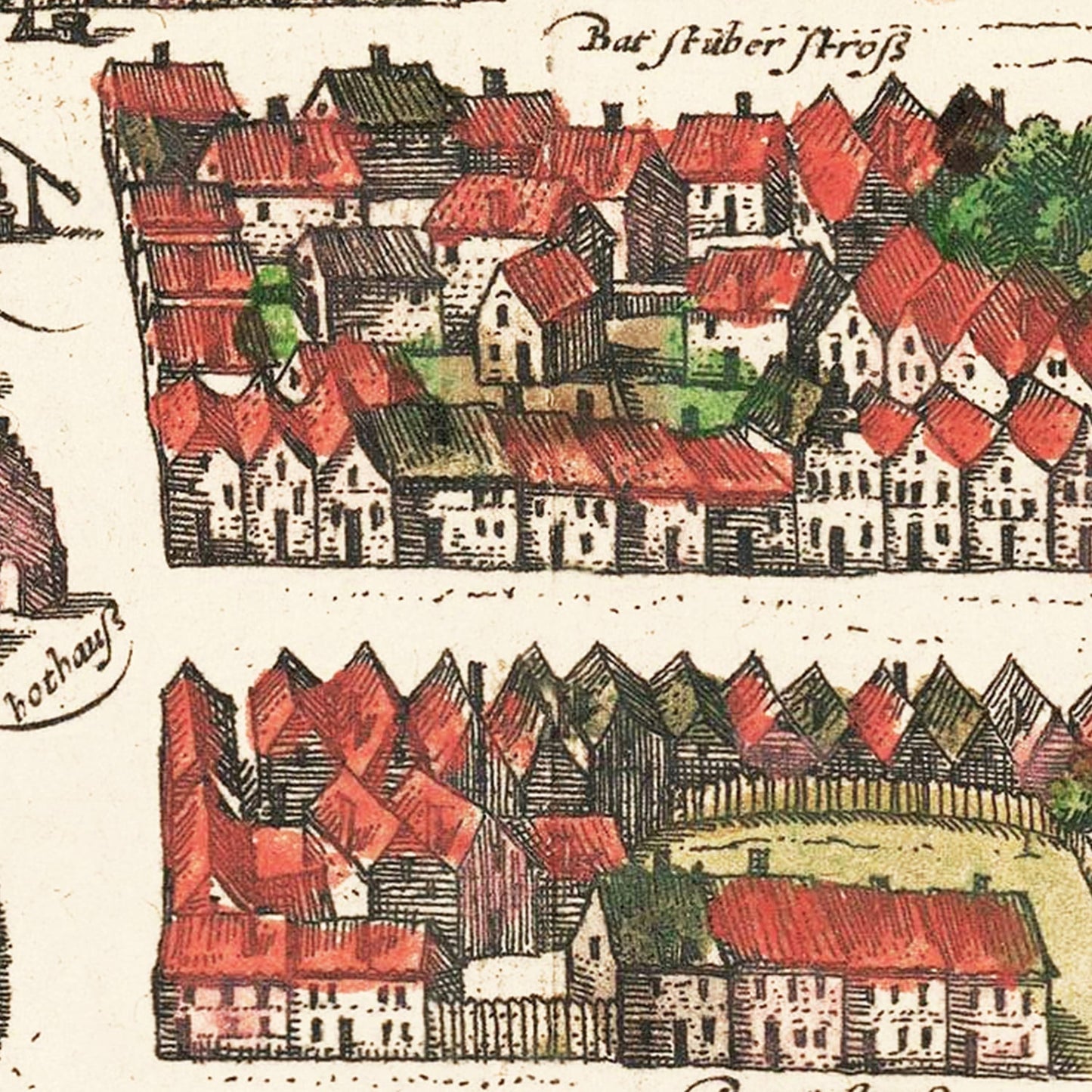 Vintage Map of Barth, Germany, 1593