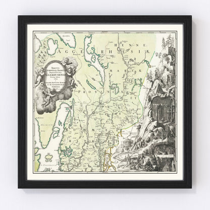 Vintage map of Akershus, Norway, 1729 - restored 18th-century Scandinavian cartography