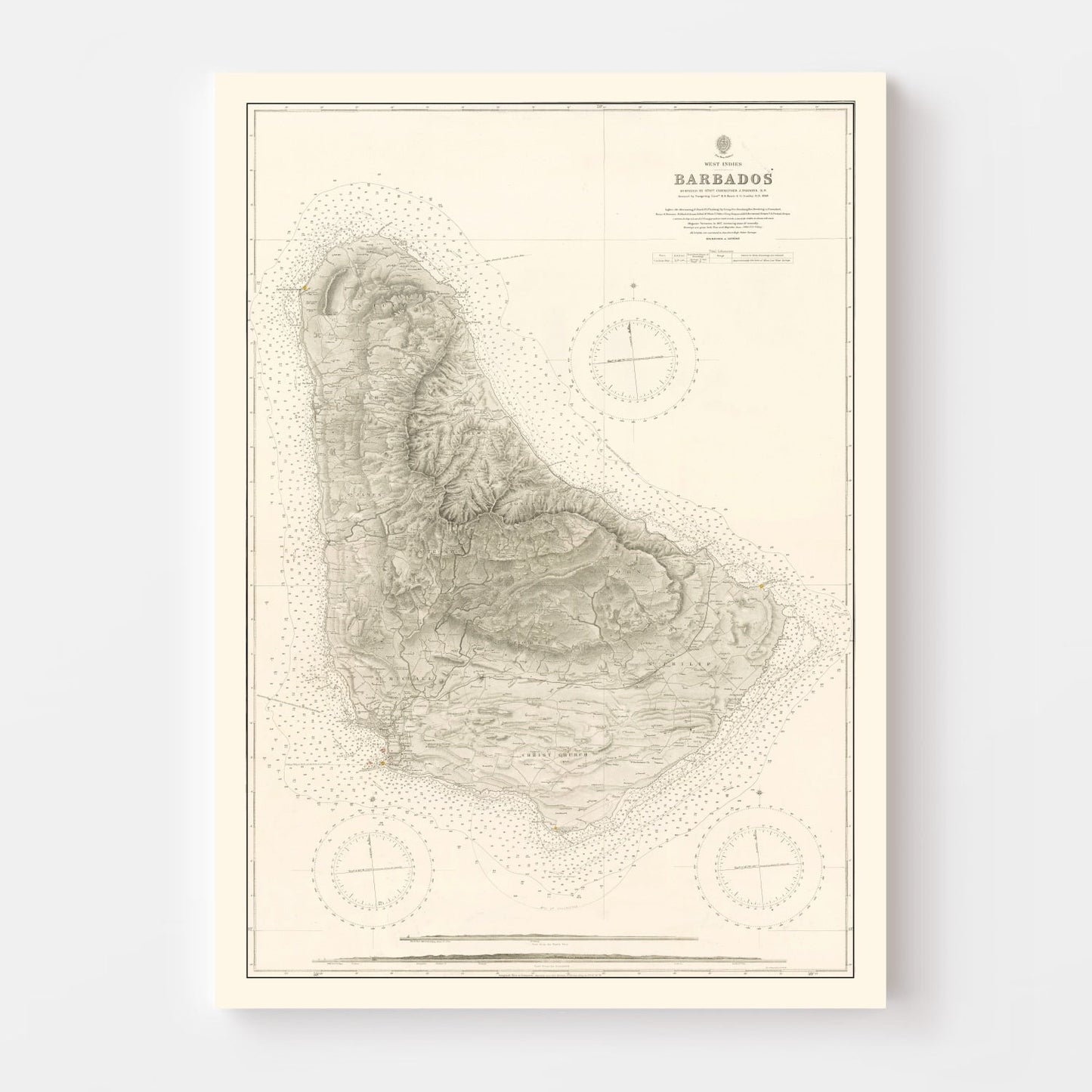 Vintage Nautical Map of Barbados, 1927
