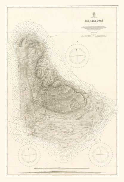 Vintage Nautical Map of Barbados, 1927