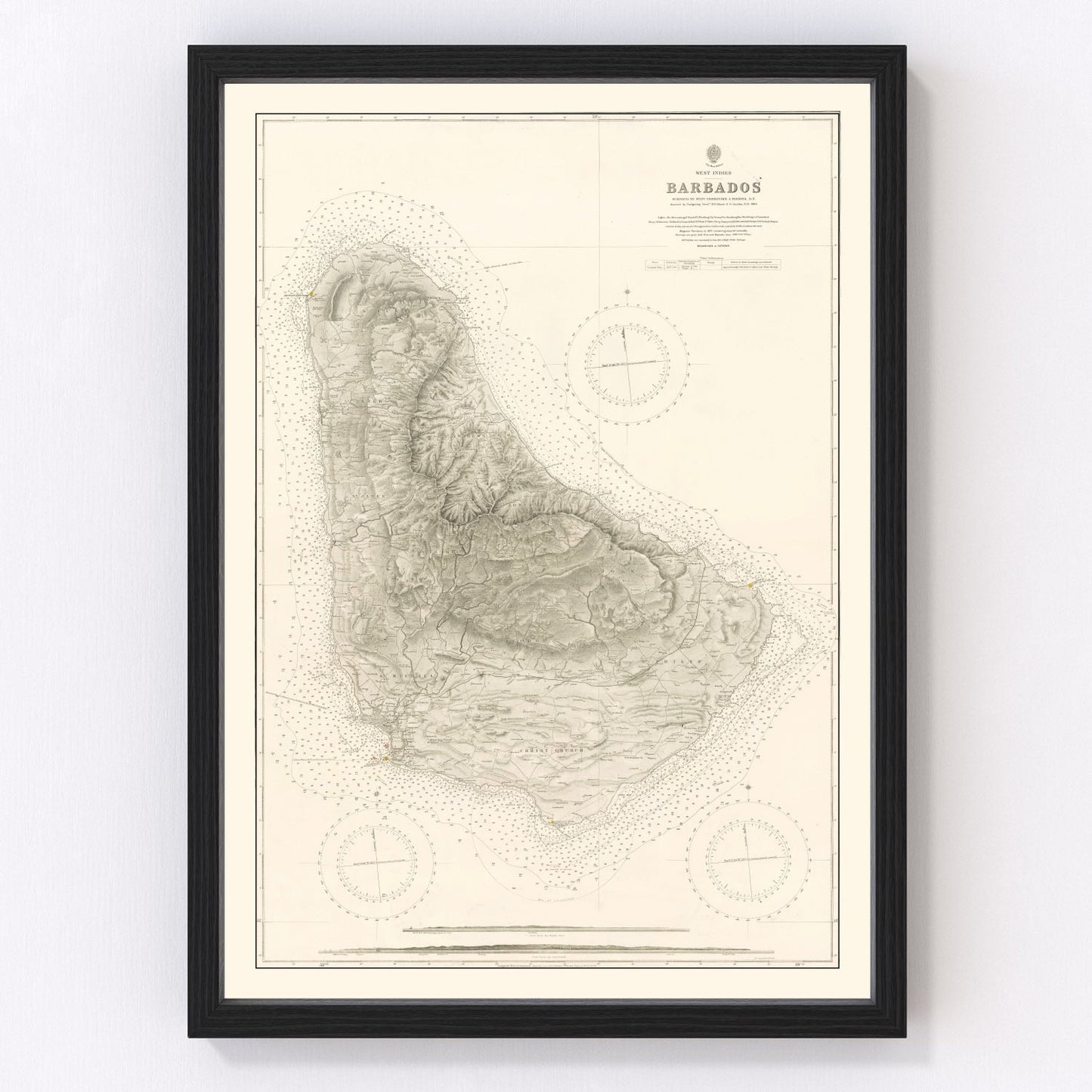 Vintage nautical map of Barbados, 1927 - restored Caribbean island maritime chart