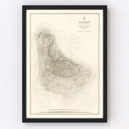 Vintage nautical map of Barbados, 1927 - restored Caribbean island maritime chart
