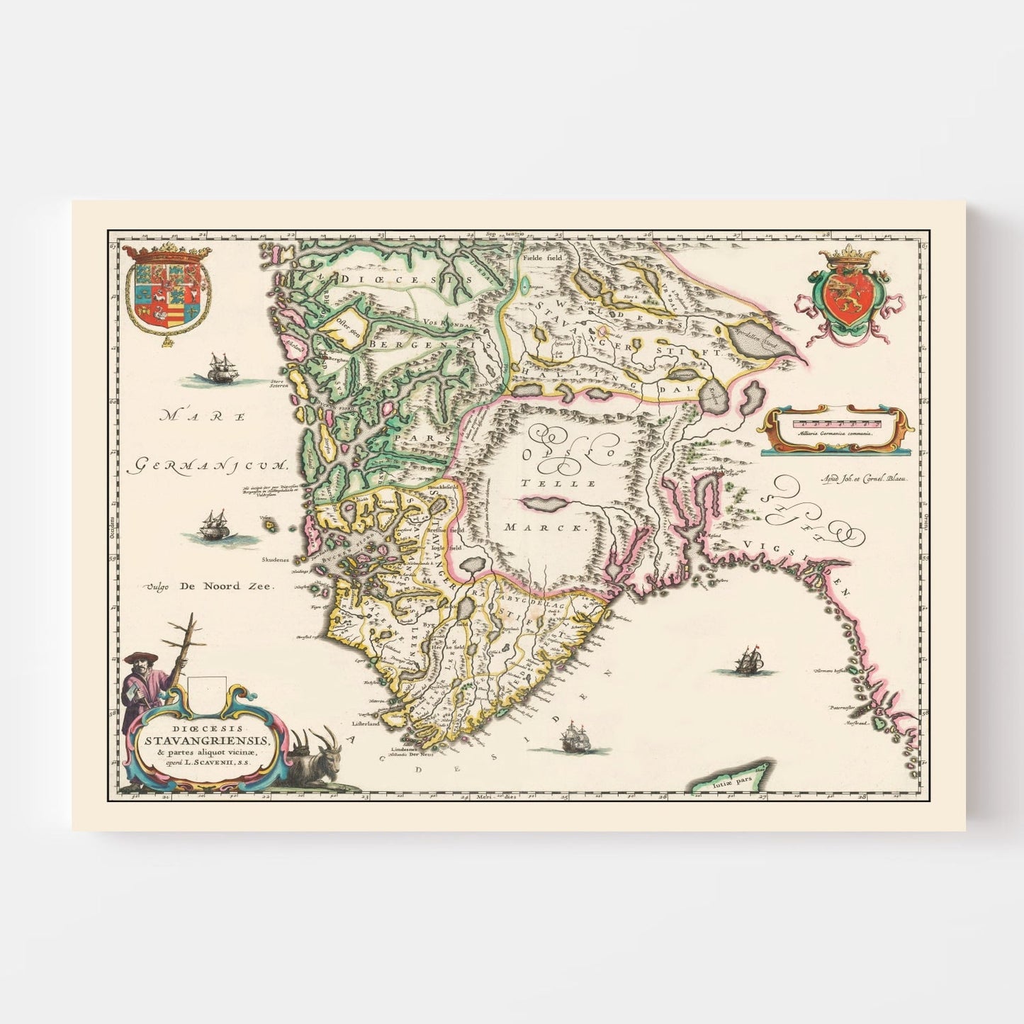 Vintage Map of Stavanger, Norway, 1640