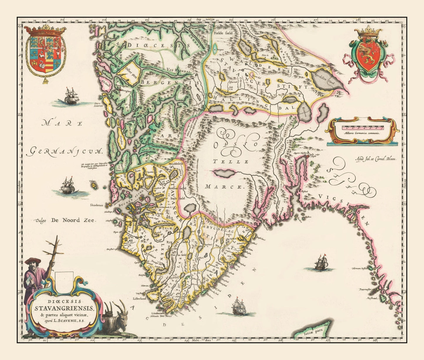 Vintage Map of Stavanger, Norway, 1640