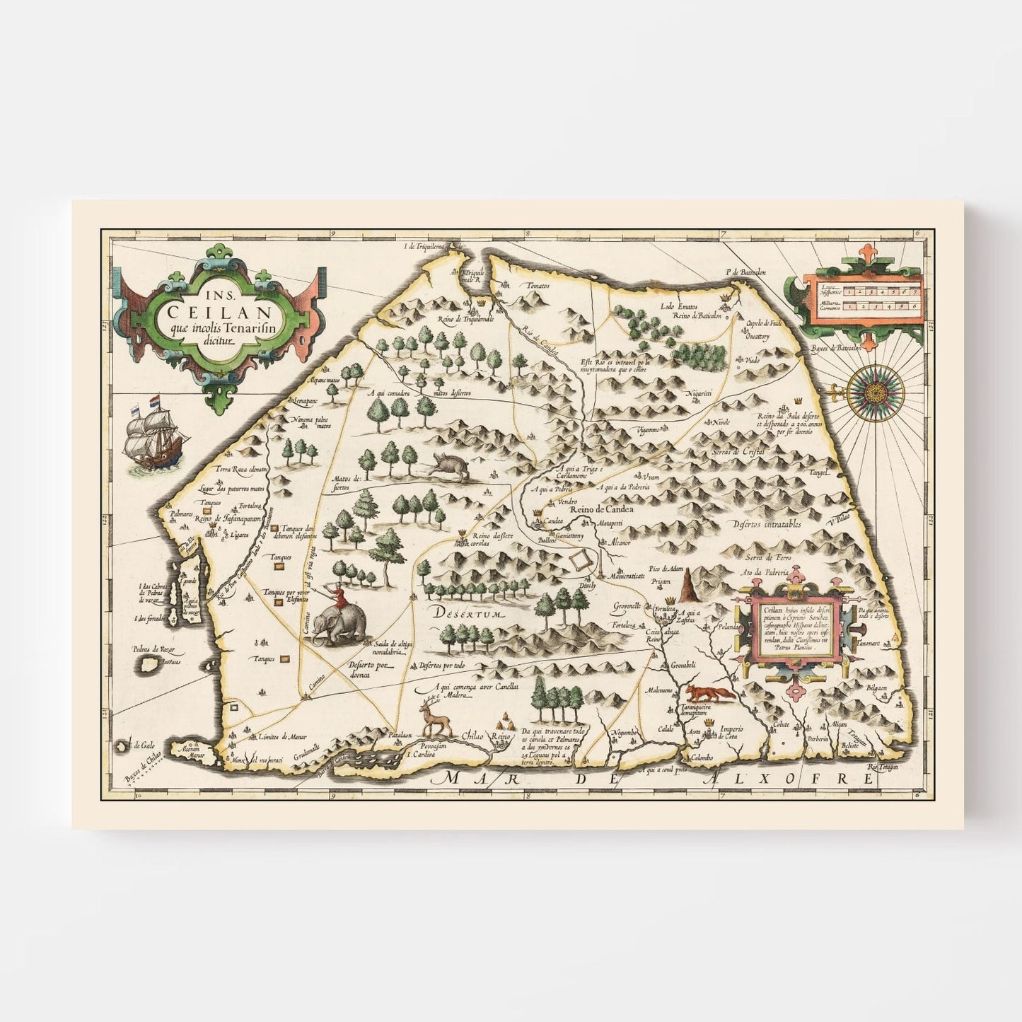 Vintage Map of Sri Lanka, 1623
