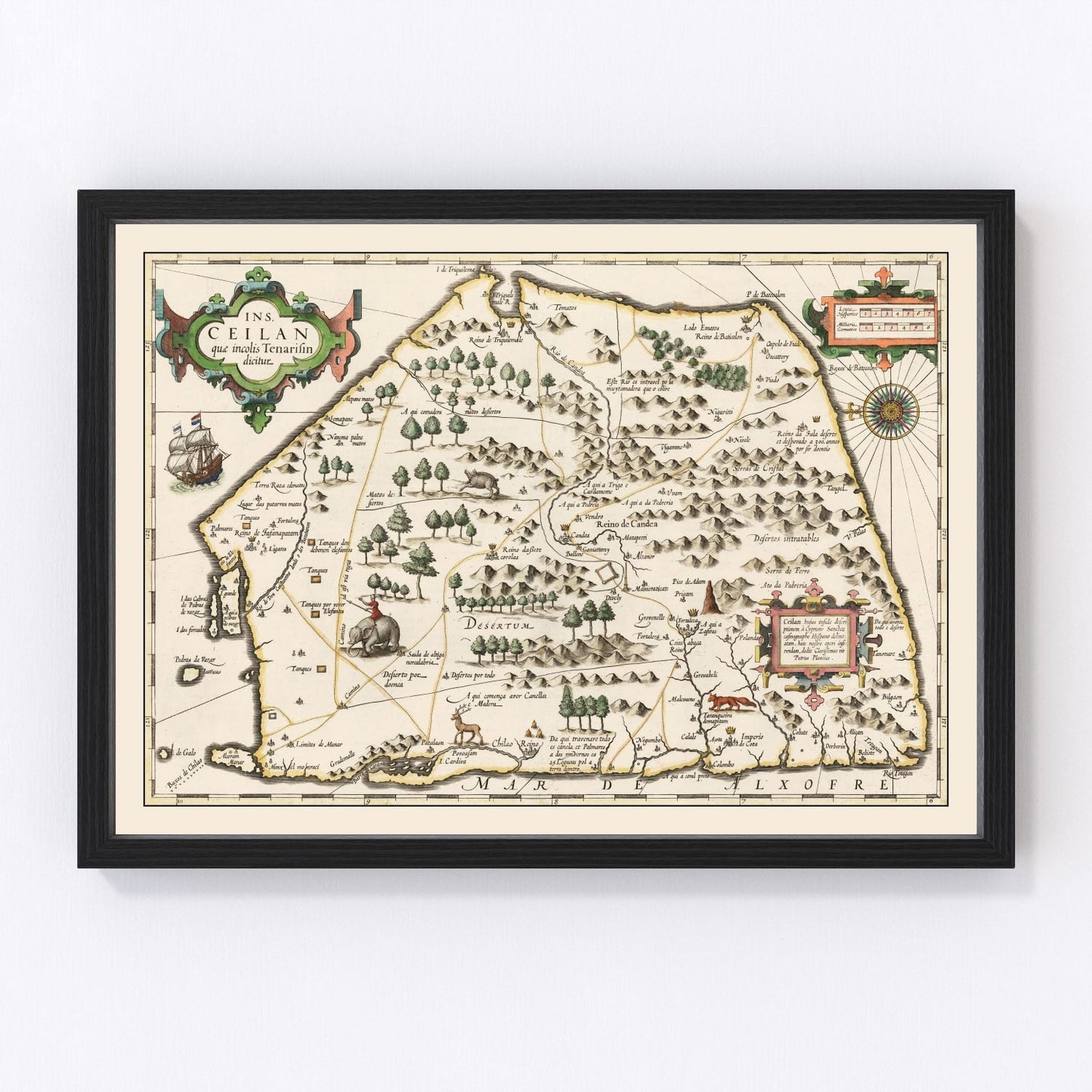 vintage map of Sri Lanka, 1623