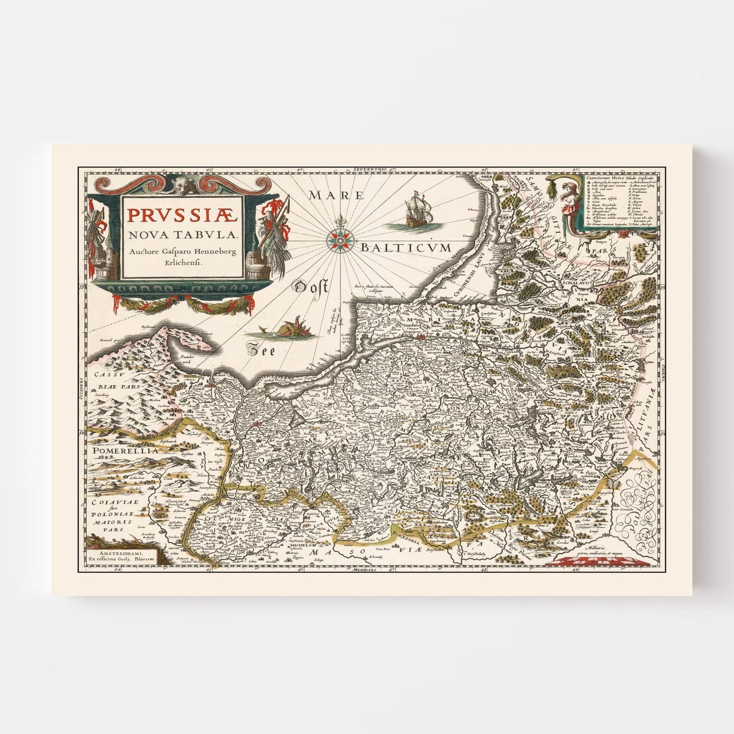 Vintage Map of Prussia, 1635