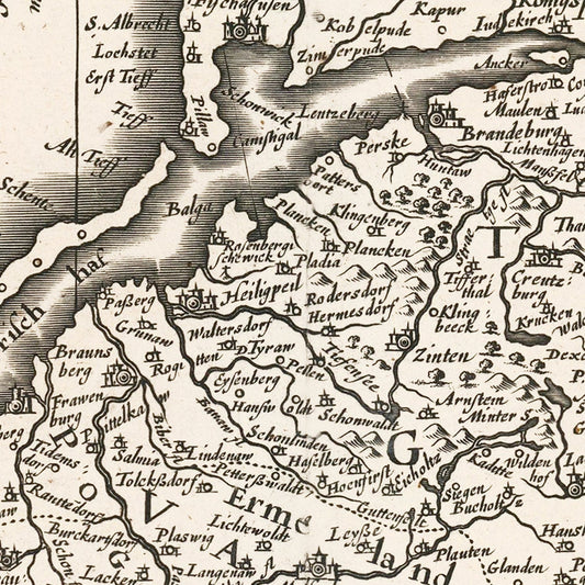 Vintage Map of Prussia, 1635