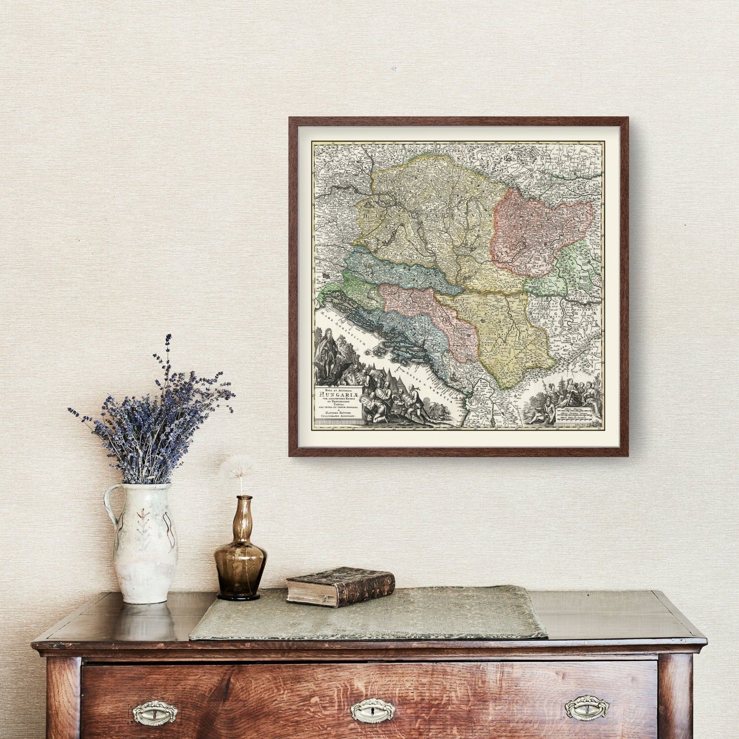 Vintage Map of Hungary, 1725