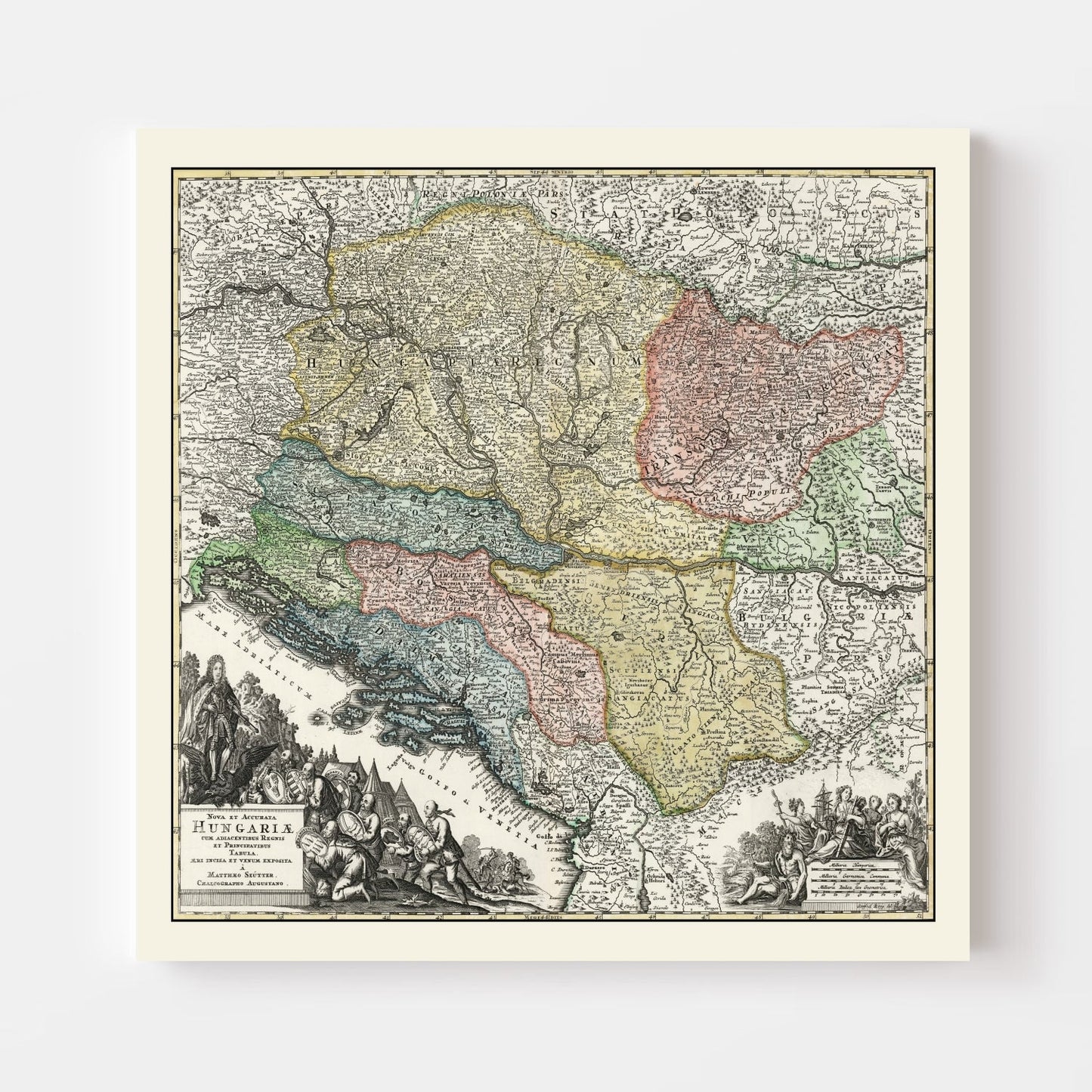 Vintage Map of Hungary, 1725