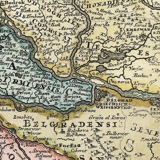 Vintage Map of Hungary, 1725