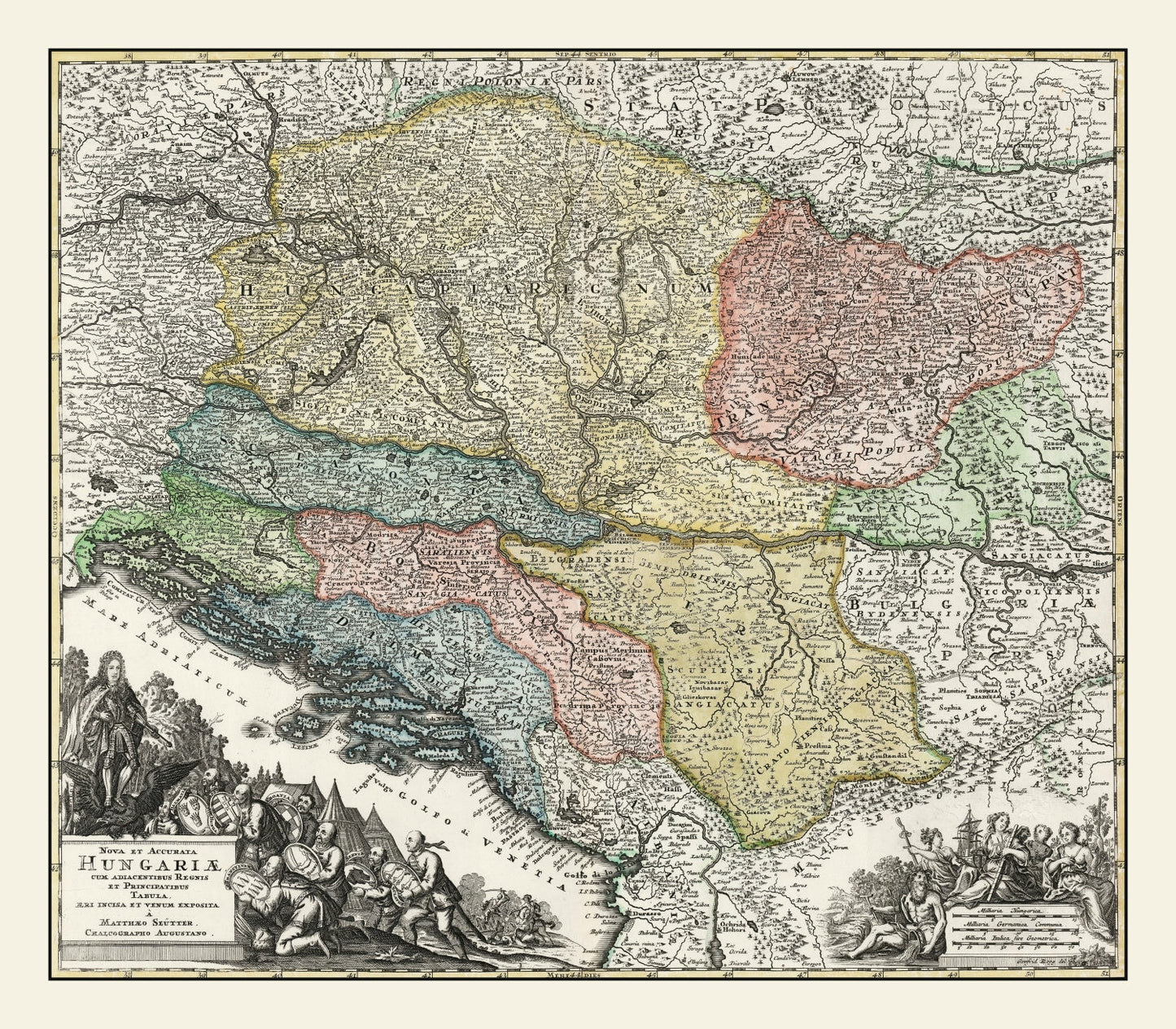 Vintage Map of Hungary, 1725