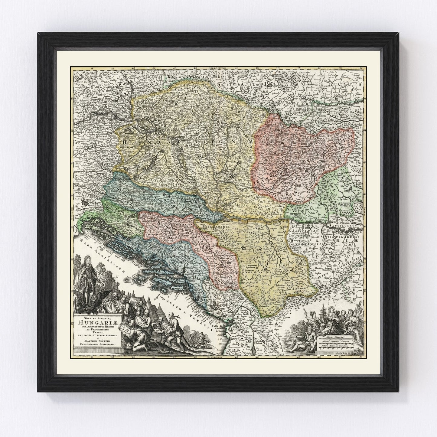vintage map of Hungary, 1725