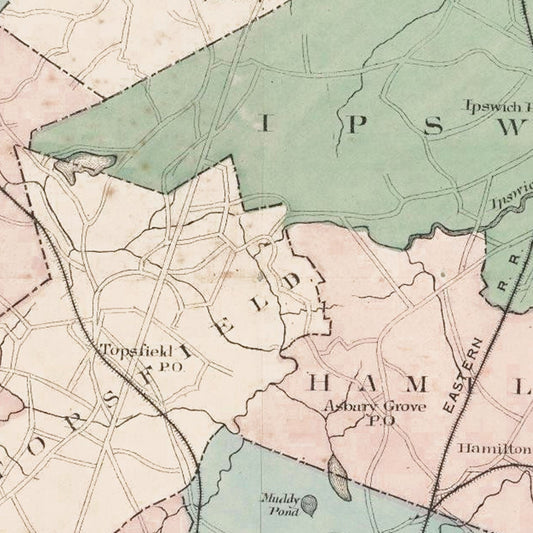 Vintage Map of Essex County, Massachusetts, 1884