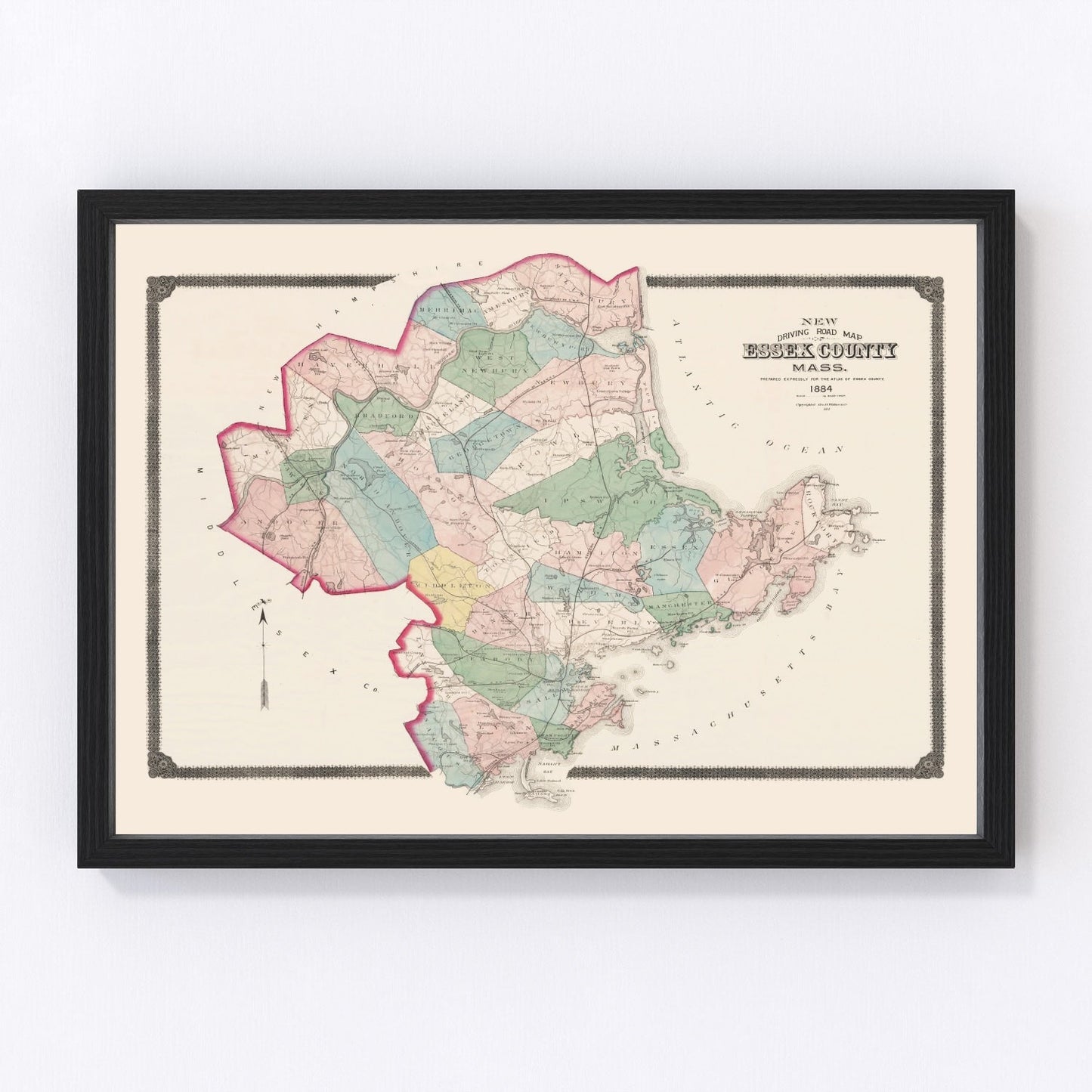 vintage map of Essex County, Massachusetts, 1884