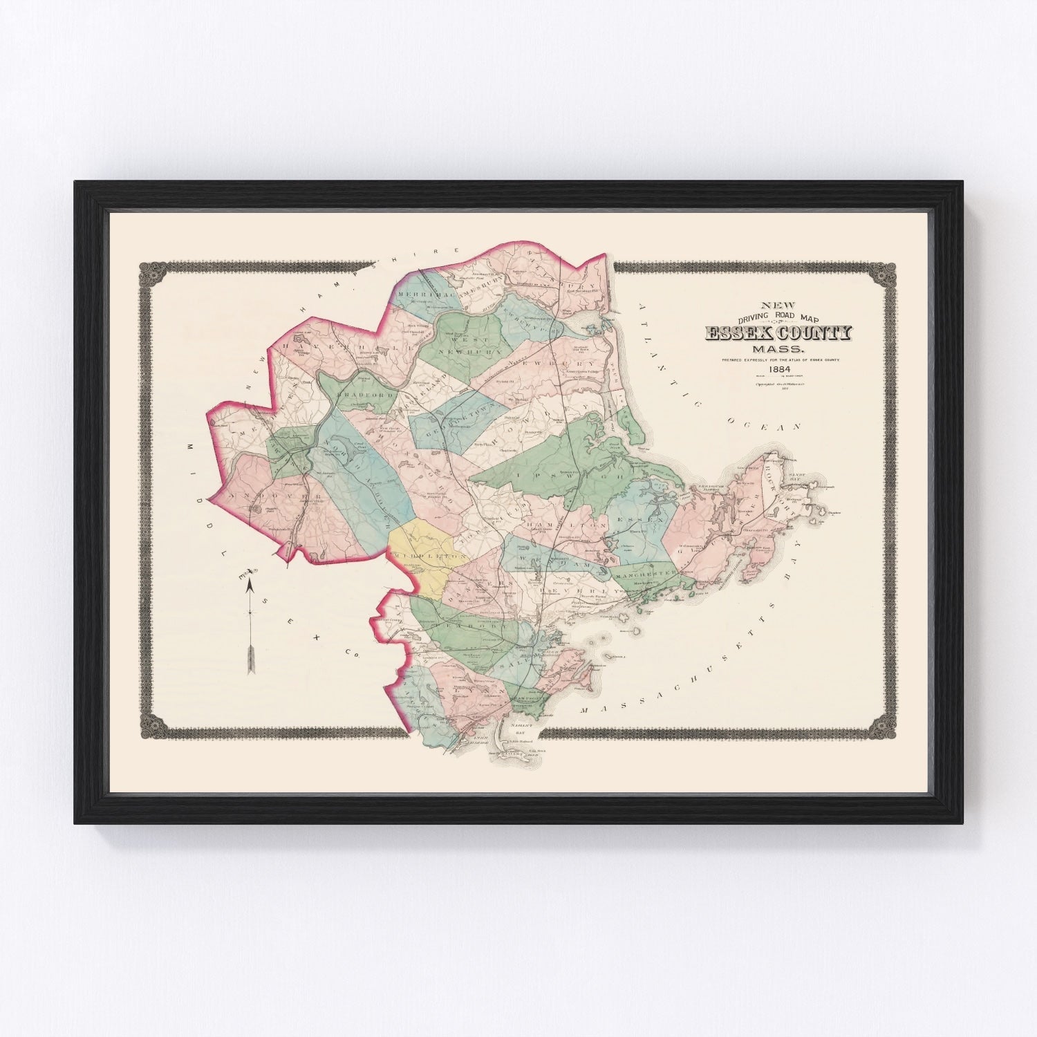 vintage map of Essex County, Massachusetts, 1884