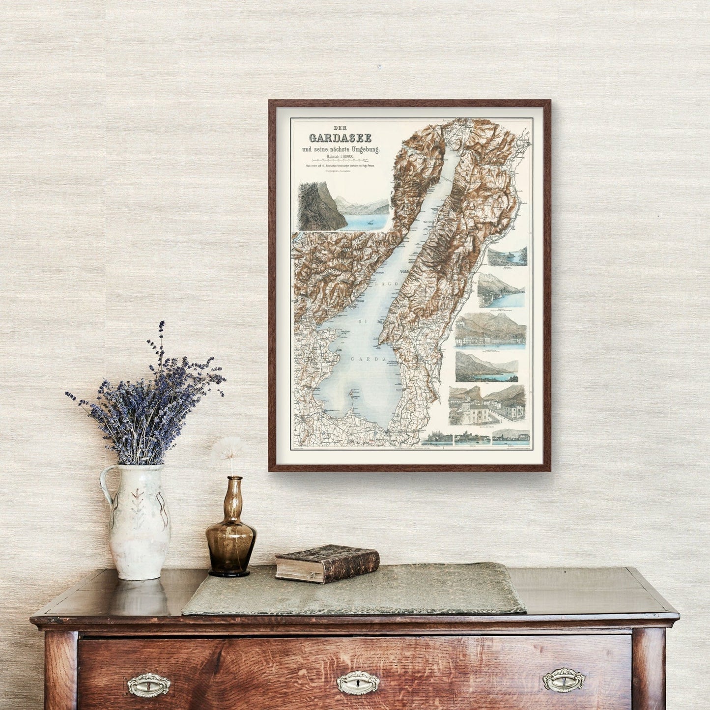 Vintage Lake Garda, Italy Map, 1890