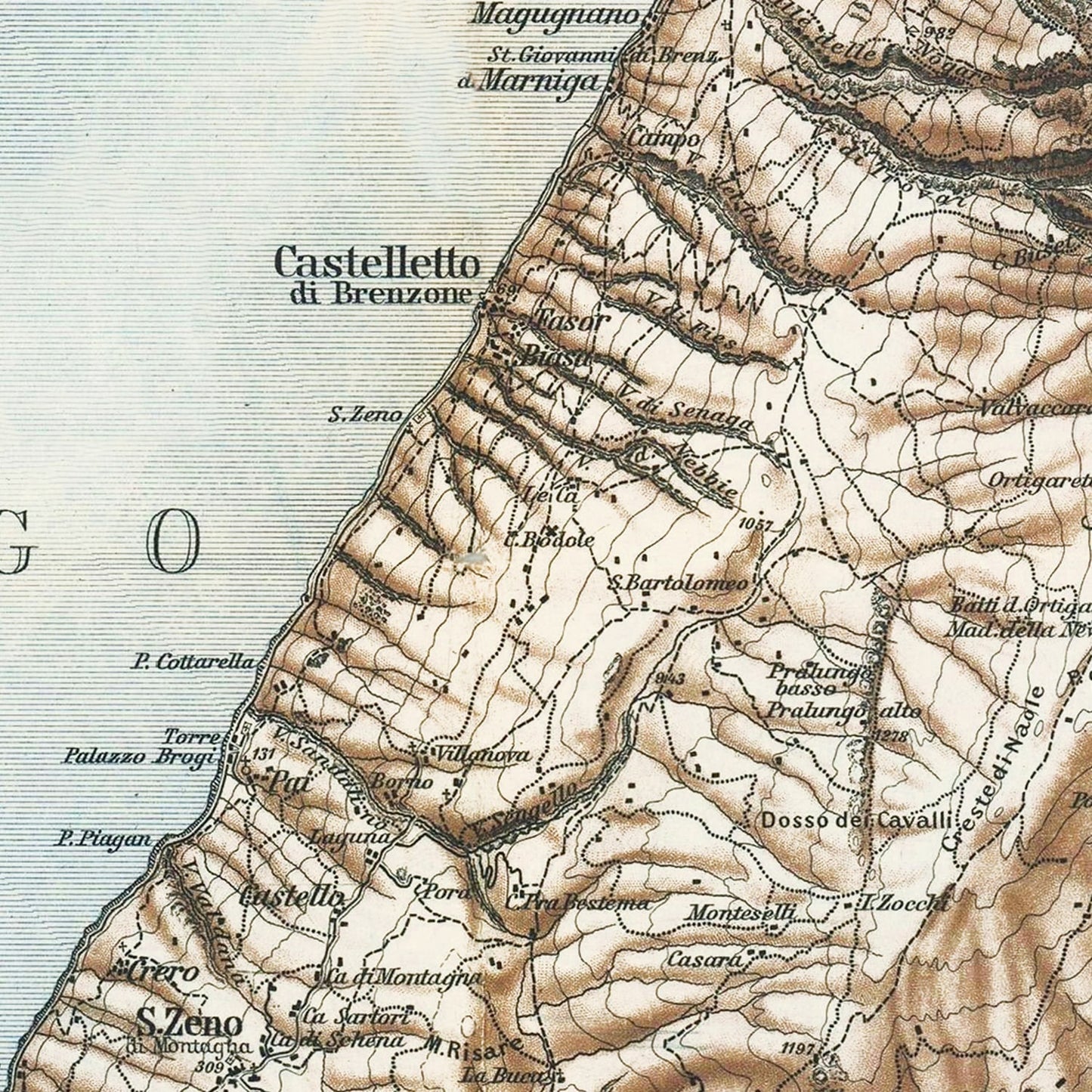 Vintage Lake Garda, Italy Map, 1890