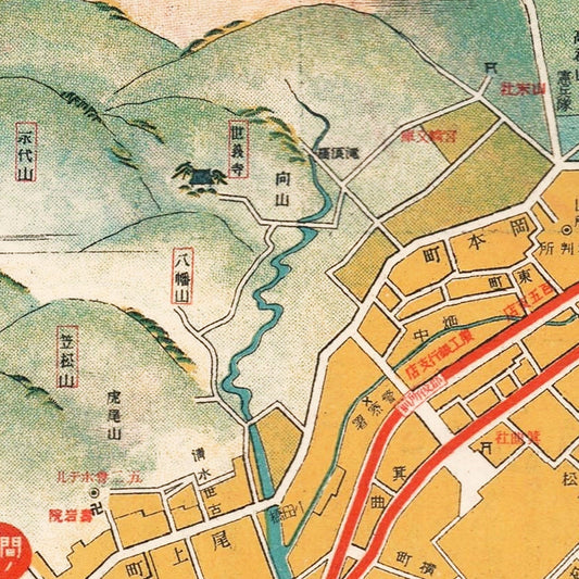 Vintage Map of Ise, Japan, 1928