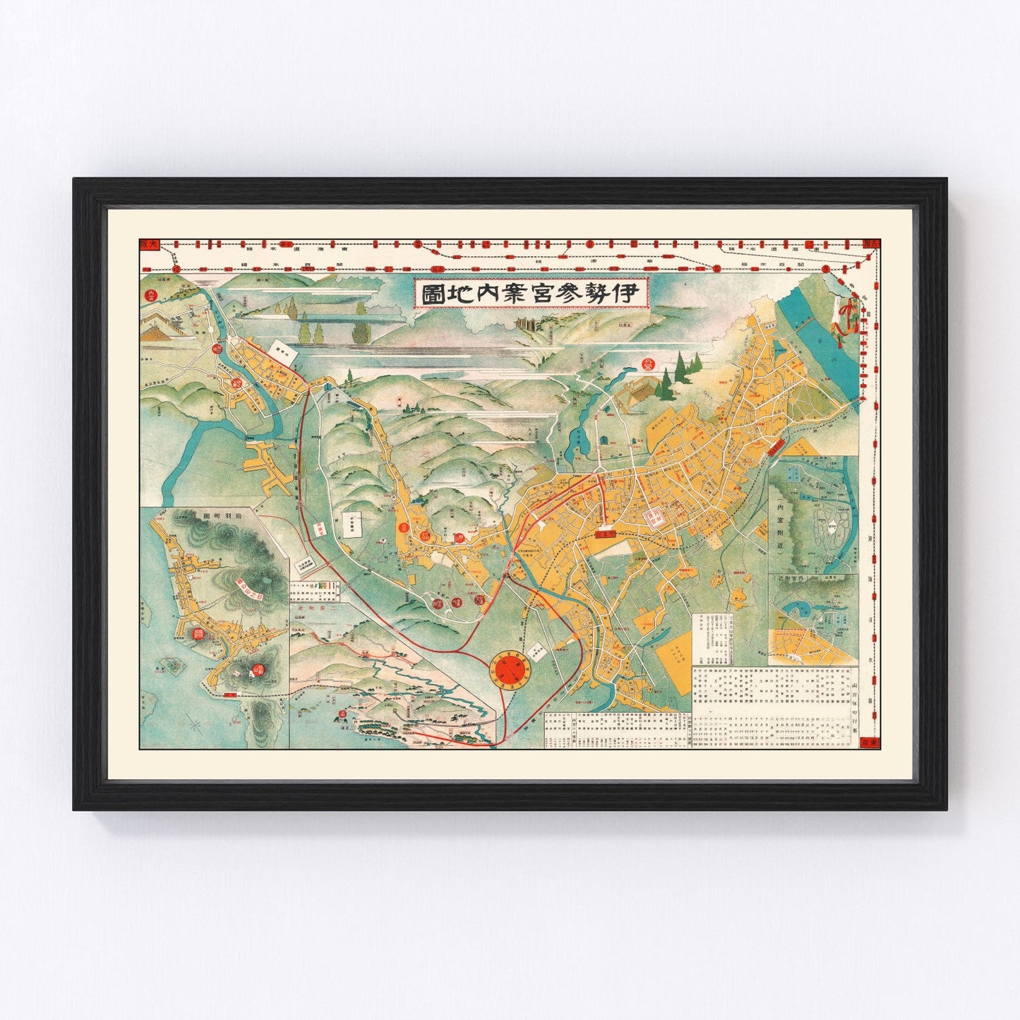 Vintage map of Ise, Japan, 1928