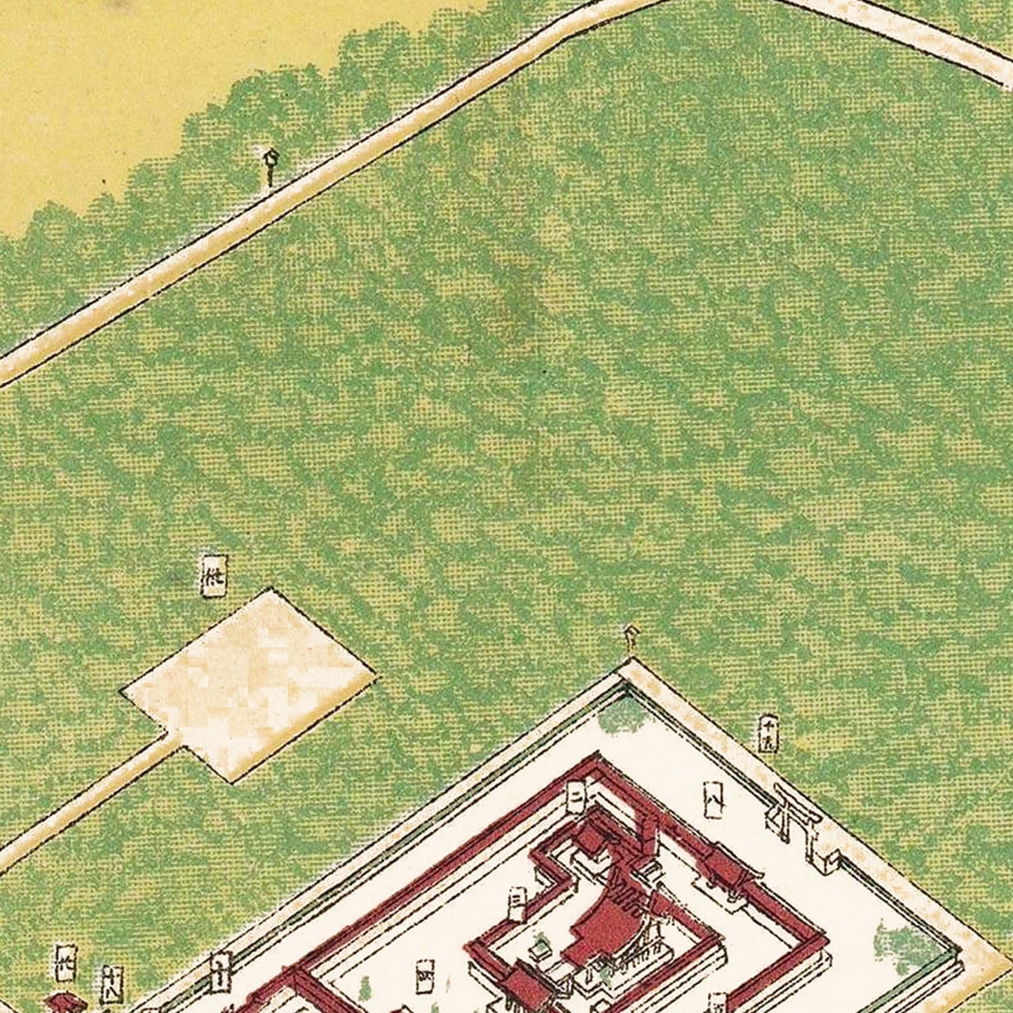 Vintage Map of Meiji Shrine and Tokyo, Japan, 1930