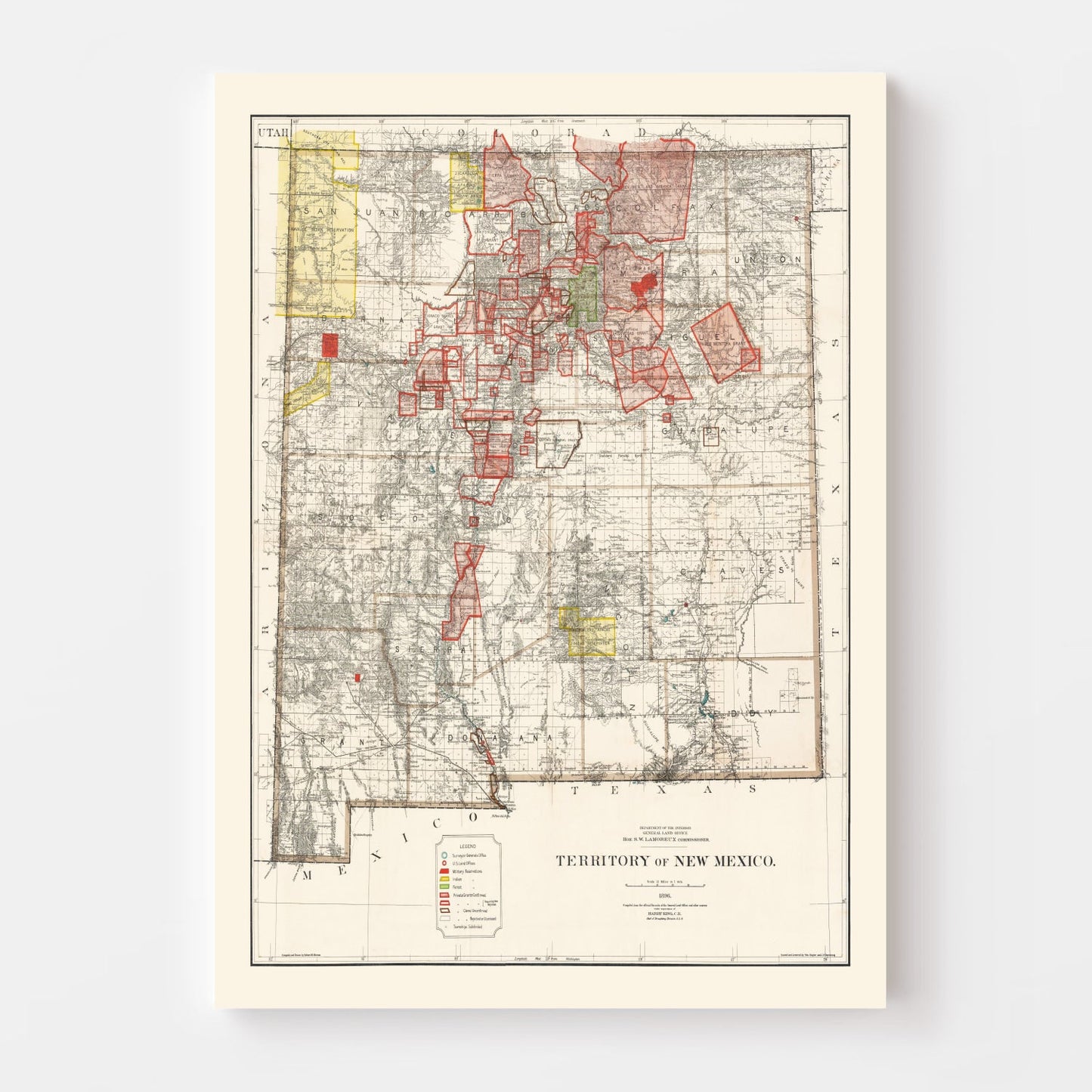 Vintage Map of New Mexico, 1896