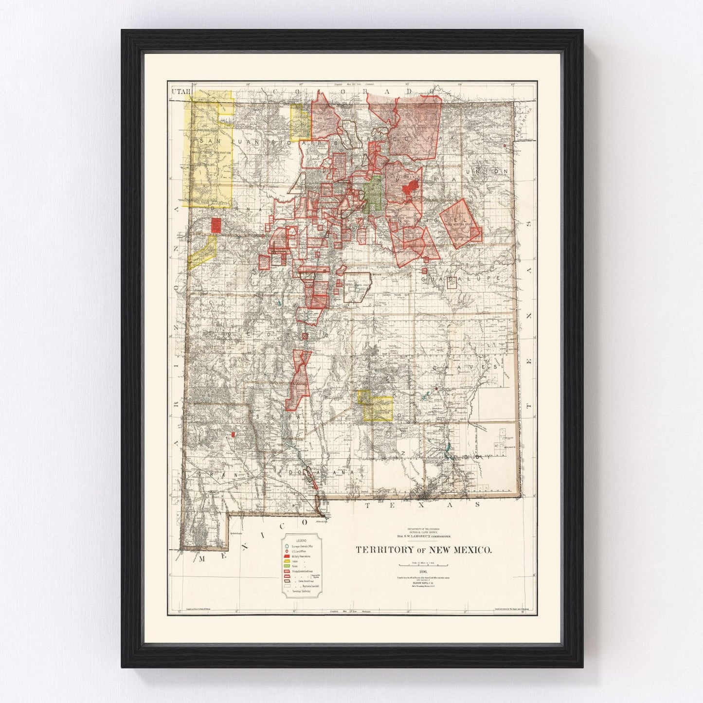 Vintage map of New Mexico, 1896
