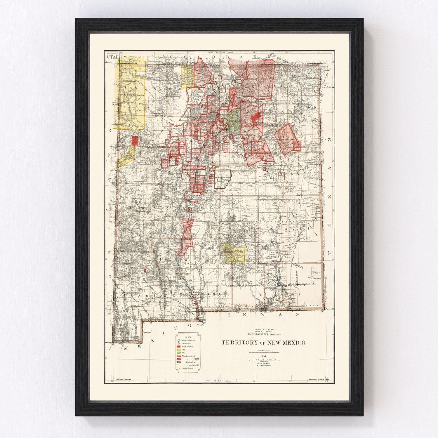 Vintage map of New Mexico, 1896